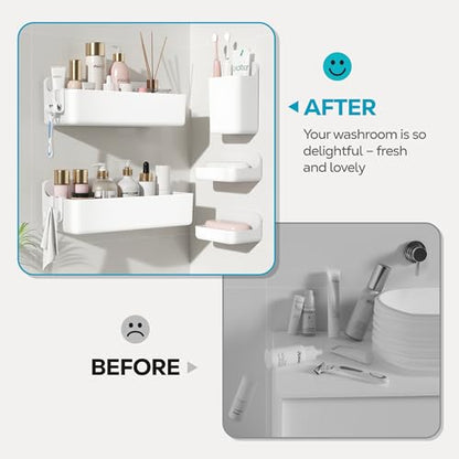 Nieifi Adhesive Shower Shelves, White, 5 Pieces - color: White, size: 5 pieces