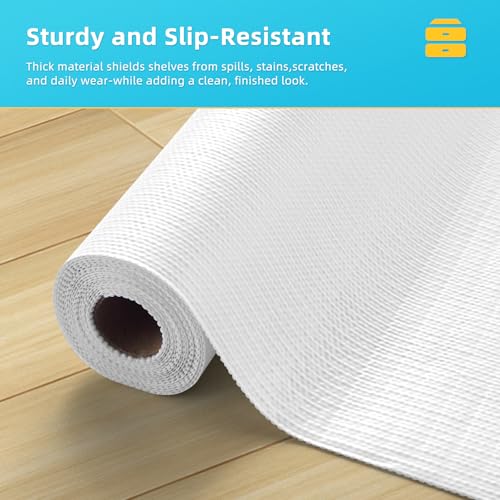 Non Slip Shelf Liner PVC Drawer Liner BPA-Free Waterproof and Washable Kitchen Cabinet Liner Suitable for Shoe Cabinets,Wire Shelving (White and Grey, 12×120inch) - color: White and Grey, size: 12"W x 120"L