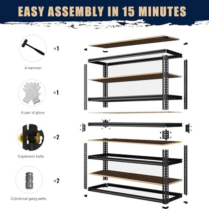 Garage Shelving Units, Storage Shelves Heavy Duty, 60", 2400LBS - size: 12"D x 28"W x 60"H