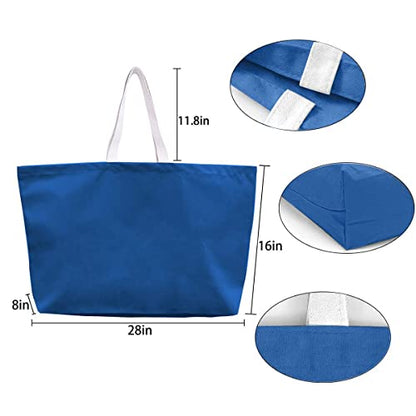 Large Canvas Tote Bag Reusable Extra Big Grocery Bags - color: Ocean Blue