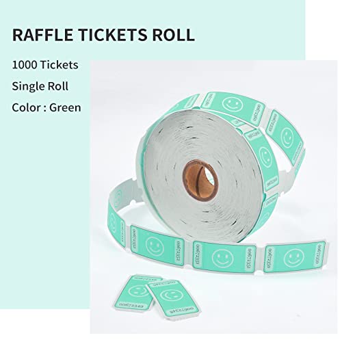 LLIKED Smile Raffle Tickets Single Roll 1000 Each Size 1 x 2 Inch Green - color: Green
