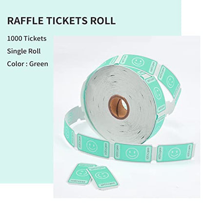 LLIKED Smile Raffle Tickets Single Roll 1000 Each Size 1 x 2 Inch Green - color: Green