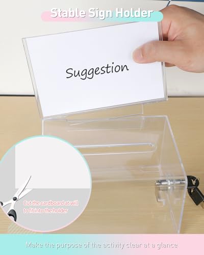 Uniclife 2 Pack 6.2"x 4.7" x 4" Clear Acrylic Donation Box with Lock Slot - color: Clear, size: 2 Pack