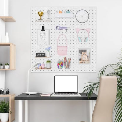 FZK Modular Plastic Peg Board Wall Organizer Kit, 12x12, White - color: 12inch-Pegboard Kit-White