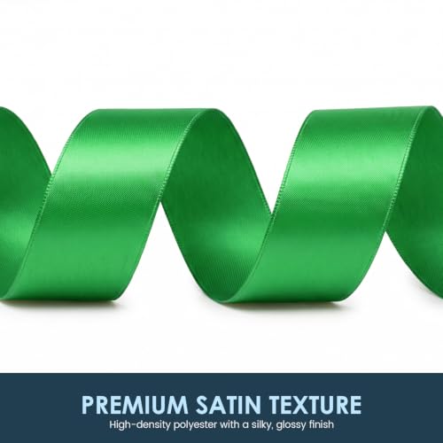 KMER LIFE 1" x 100 Yards Green Satin Ribbon Crafts Gift Wrapping - color: Green, size: 1" x 100 Yards