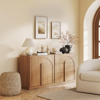 BELLEZE Bijou 2-Piece Modular Sideboard Buffet Cabinet - Camel - color: Bijou Camel Bc