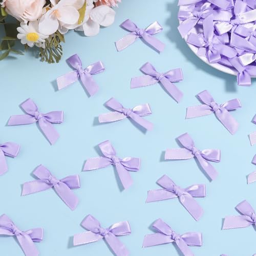 Purple Mini Ribbon Bows 1.57” Satin Small Bows for Sewing Crafts - color: Purple
