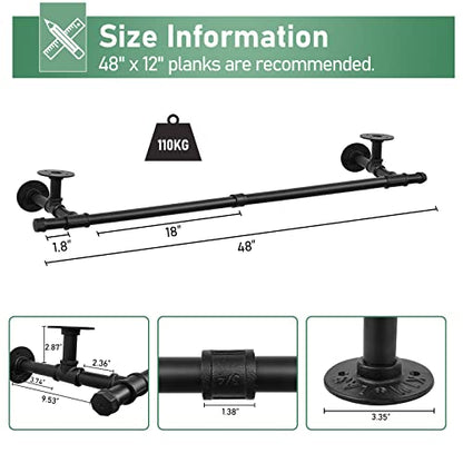 48'' Wall Mounted Clothes Rack Iron Industrial Pipe Clothes Rod with Top Shelf Pipe Rack (Wood Plank Not Included) - size: 48'' 1 Pcs (NOT included wood planks)