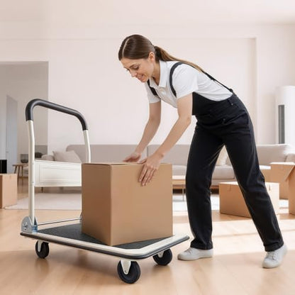 VEVOR Foldable Push Cart Dolly, 330 lbs Load Capacity, Folding Platform Truck with Swivel Wheels, Moving Platform Hand Truck Flatbed Cart, Space Saving Push Handle for Easy Storage 29 x 18.9 x 32.5 in - size: 29.0 x 18.9 x 32.5 in / 735 x 480 x 825 mm