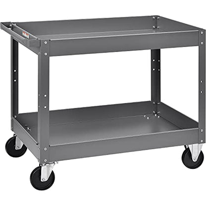 Global Industrial 2 Shelf Deep Tray Steel Stock Cart, 500 Lb. Capacity, 36" L x 24" W x 32" H