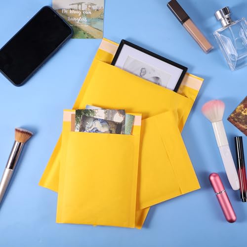 100 Pcs Kraft Bubble Mailers 3 Size Padded Envelopes, Yellow - color: Yellow