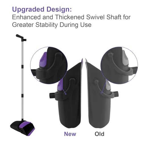 Broom and Dustpan Set, 51" Long Handle Broom with Built-in Comb - Purple - color: Purple, size: Standard