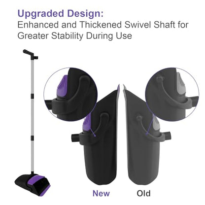 Broom and Dustpan Set, 51" Long Handle Broom with Built-in Comb - Purple - color: Purple, size: Standard