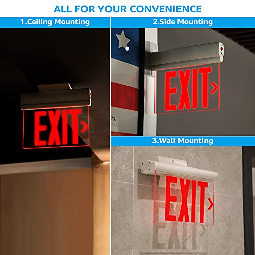 LEONLITE 6-Pack LED Edge Lit Exit Sign, Red Letter Emergency Exit Sign - color: Red