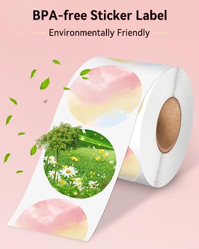 Phomemo Genuine 2” Gradient Circle Thermal Labels, 2x2 Self-Adhesive Round Sticker Label, Circular Direct Labels Compatible with Phomemo Shipping Label Printer, 750 Labels/Roll,Commercial Grade - color: Light Pink