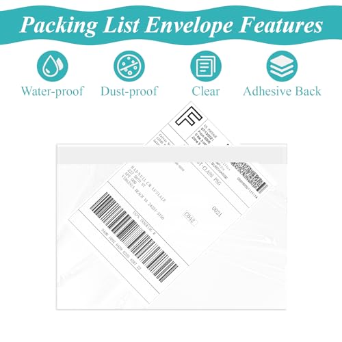 6”×9” Self-Adhesive Shipping Label Sleeves, FungLam Shipping Label Sleeves, Packing List Envelopes, Clear Top Loading Packing List, Shipping Labels Pouches for Shipping Labels/Files 100 Pack