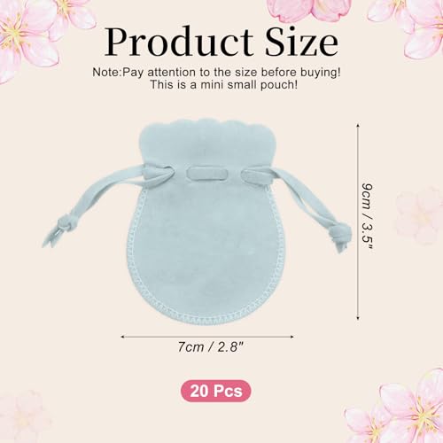uxcell 20pcs Small Velvet Drawstring Pouch,2.8"x3.5" Jewelry Bag,Light Blue - color: Light Blue, size: 2.8" x 3.5"