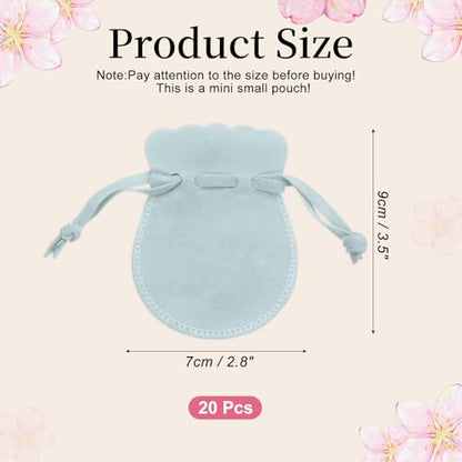 uxcell 20pcs Small Velvet Drawstring Pouch,2.8"x3.5" Jewelry Bag,Light Blue - color: Light Blue, size: 2.8" x 3.5"