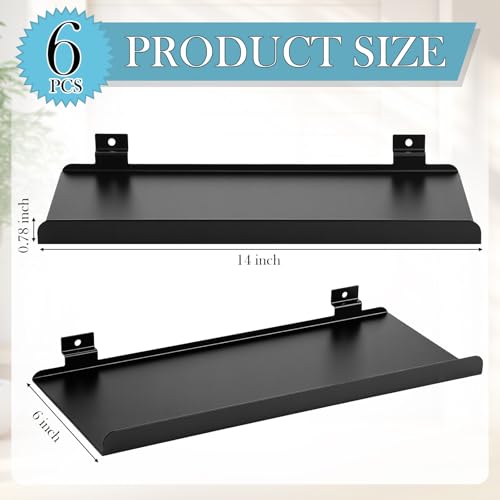 DoubleFill 6 Pcs Slatwall Shelves Metal Slat Wall Shelf, Black, 14 x 6 Inch - color: Black, size: 14 x 6 Inch