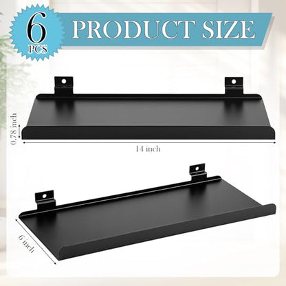 DoubleFill 6 Pcs Slatwall Shelves Metal Slat Wall Shelf, Black, 14 x 6 Inch - color: Black, size: 14 x 6 Inch