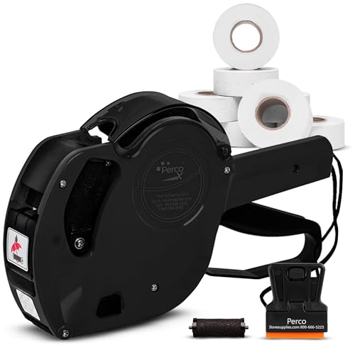 Perco X 1 Line Dater Gun with Labels Kit - 1 Line Label Gun with 9000 White Blank Labels, and an Extra Inker - style: Date Gun Kit