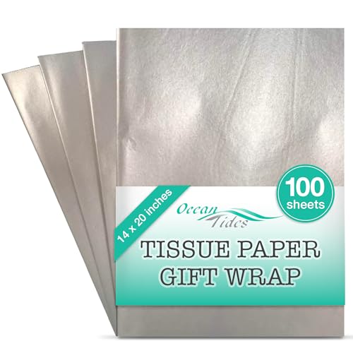 Tissue Paper for Gift Bags - 100 Sheets 14x20in Wrapping Paper, Silver - color: Silver, size: 100 Count, 14 x 20 in