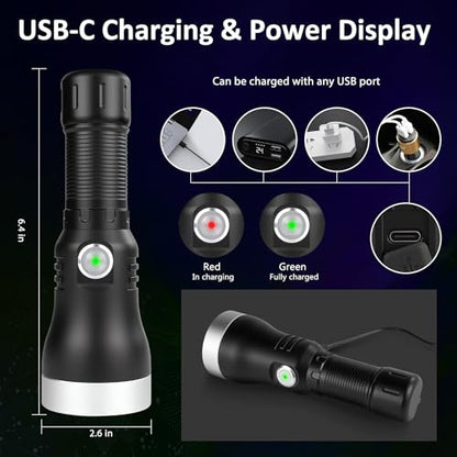 365nm UV Black Mirror Flashlight Rechargeable Detector for Blood Tracking