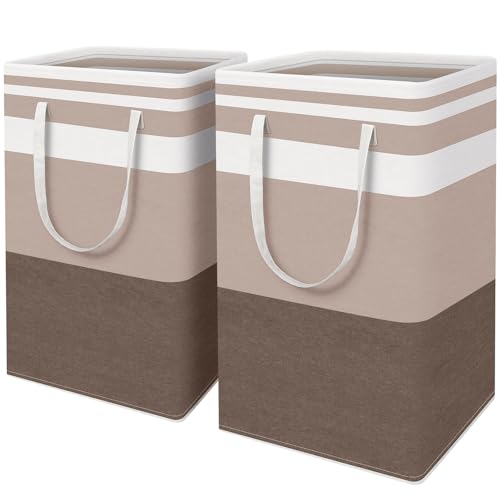 HomeHacks 2 Pack Large Laundry Baskets, Laundry Hampers Bags (Khaki 88Lx2) - color: Brown, size: 88L