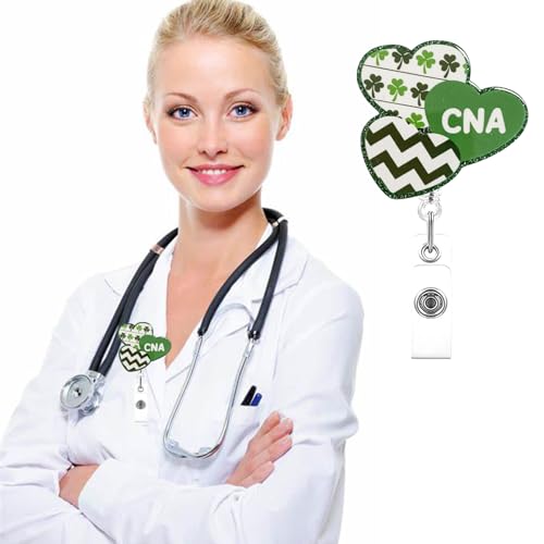 RIICFDD St. Patrick’s Day ID Badge Reel Triple Hearts Badge Holder 1 Pcs - color: Styl 27