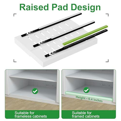 PAKETA 4 Pack Expandable Pull Out Cabinet Organizer,21" Deep - color: White, size: 21"D X 9-14"W (4 Pack)