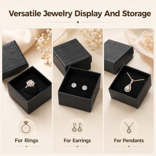 200 Pcs Cardboard Jewelry Gift Boxes Bulk, 2 x 2 in Black Boxes