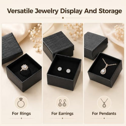 200 Pcs Cardboard Jewelry Gift Boxes Bulk, 2 x 2 in Black Boxes