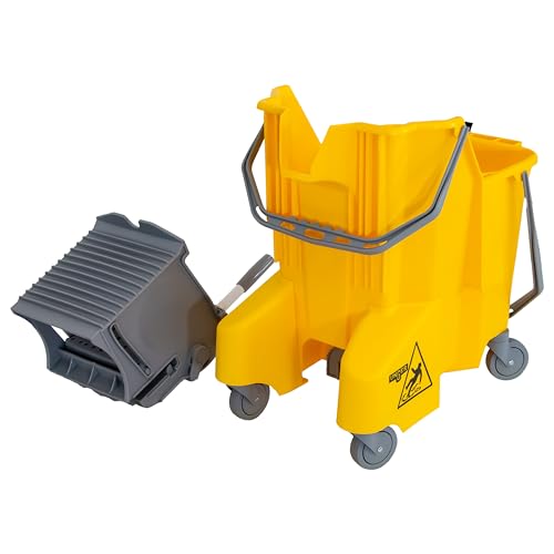 UNGER Commercial Yellow Dual-Compartment Mop Bucket with Wringer COMBY