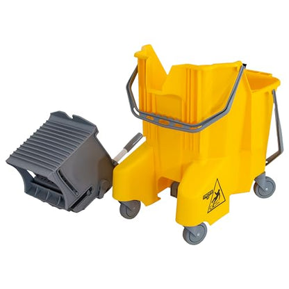 UNGER Commercial Yellow Dual-Compartment Mop Bucket with Wringer COMBY
