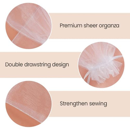 Meowoo 100PCS Organza Bags (3x4inch, White) - color: White-3x4in-100p, size: 3x4in