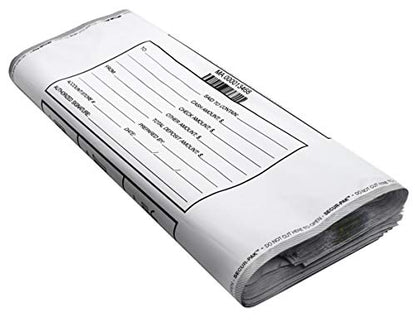 Secur-Pak Deposit Bags - Pack of 100 - Bill Capacity - color: White, size: 20x20 (8000 cap)
