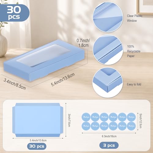 Crtiin 30 Pack Jewelry Gift Boxes Set with Clear Window, Haze Blue - color: Haze Blue