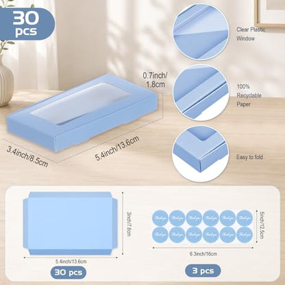Crtiin 30 Pack Jewelry Gift Boxes Set with Clear Window, Haze Blue - color: Haze Blue