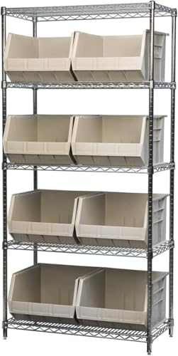 Akro-Mils 30270 AkroBins Plastic Storage Bins, 18"x16"x11", Stone, 3-Pack - color: Stone