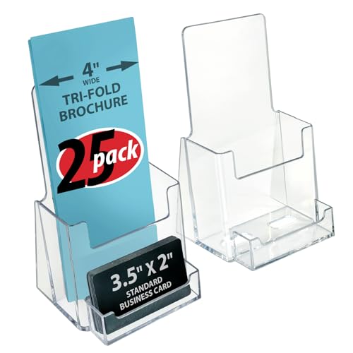 Azar Displays 252922-25PK Counter Trifold Brochure Holder with Business Card Pocket, 25-Pack - size: 25-Pack, style: Business Card Pocket
