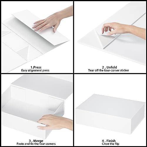 White Gift Box 11.9" x 8.5" x 3.3",Magnetic Closure Gift Boxes for Presents - color: White