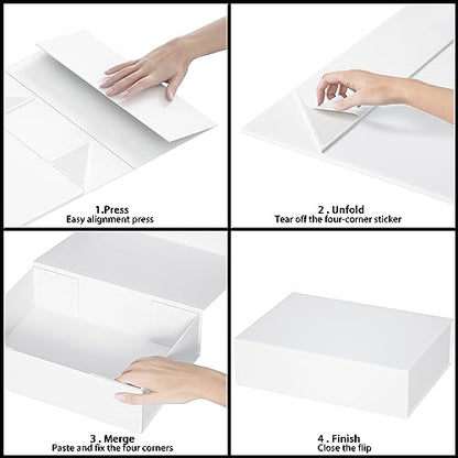 White Gift Box 11.9" x 8.5" x 3.3",Magnetic Closure Gift Boxes for Presents - color: White