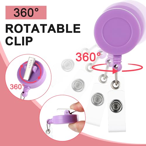 Retractable Badge Reels with Swivel Clip - Bulk Heavy Duty Badge Holders - color: Multicolor
