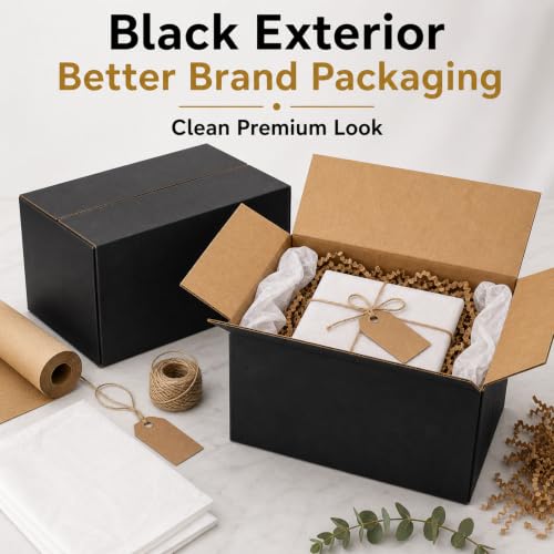 8x6x6 Black Shipping Boxes, Pack of 35 - size: 8"x6"x6"