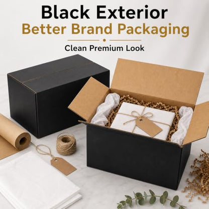 8x6x6 Black Shipping Boxes, Pack of 35 - size: 8"x6"x6"