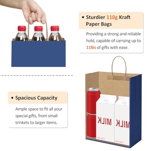BagDream Kraft Paper Bags with Handles 10x5x13 Inch Navy Blue 25 Pack - color: Navy Blue, size: 25 Count (Pack of 1)