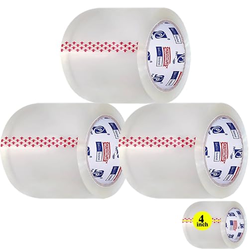 P PERFECTAPE Heavy Duty Packing Tape 3 Rolls, Clear, 4 inch x 55 Yards