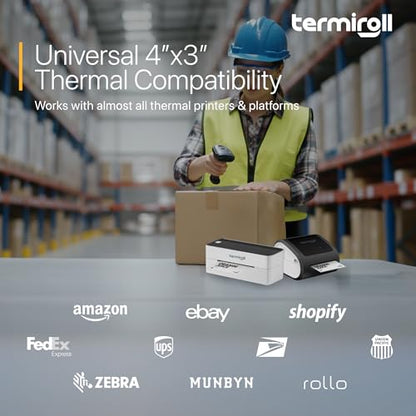 4x3 Thermal Labels, 12 Rolls 6000, 1in Core, Perforated 3x4 Bulk - size: 4x3 - 12 Rolls | 6000 Labels