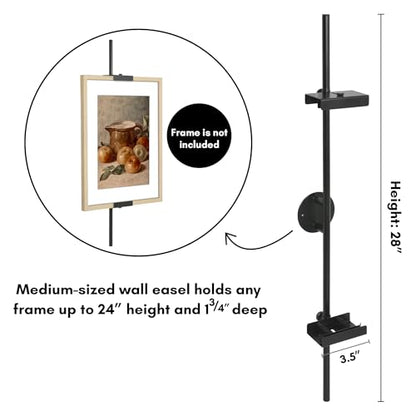Americanflat 24" Picture Frame Stand - Wall Mounted Frame Stand - Artwork and Photo Easel with Adaptive Clamps for Different Frame Profiles - Ideal for 18x24 Frame - Black - size: 24 inch
