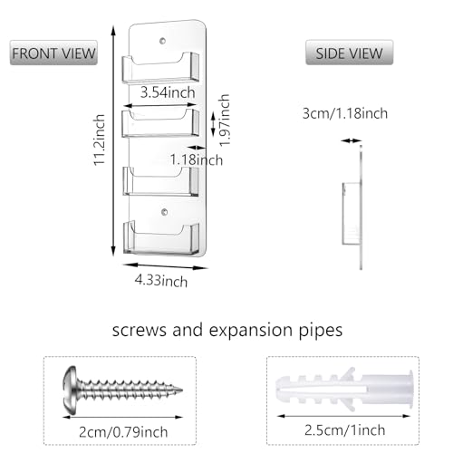 Hillban Acrylic Business Card Holder Wall Mount Office, 4 Pockets - size: 4 Pockets